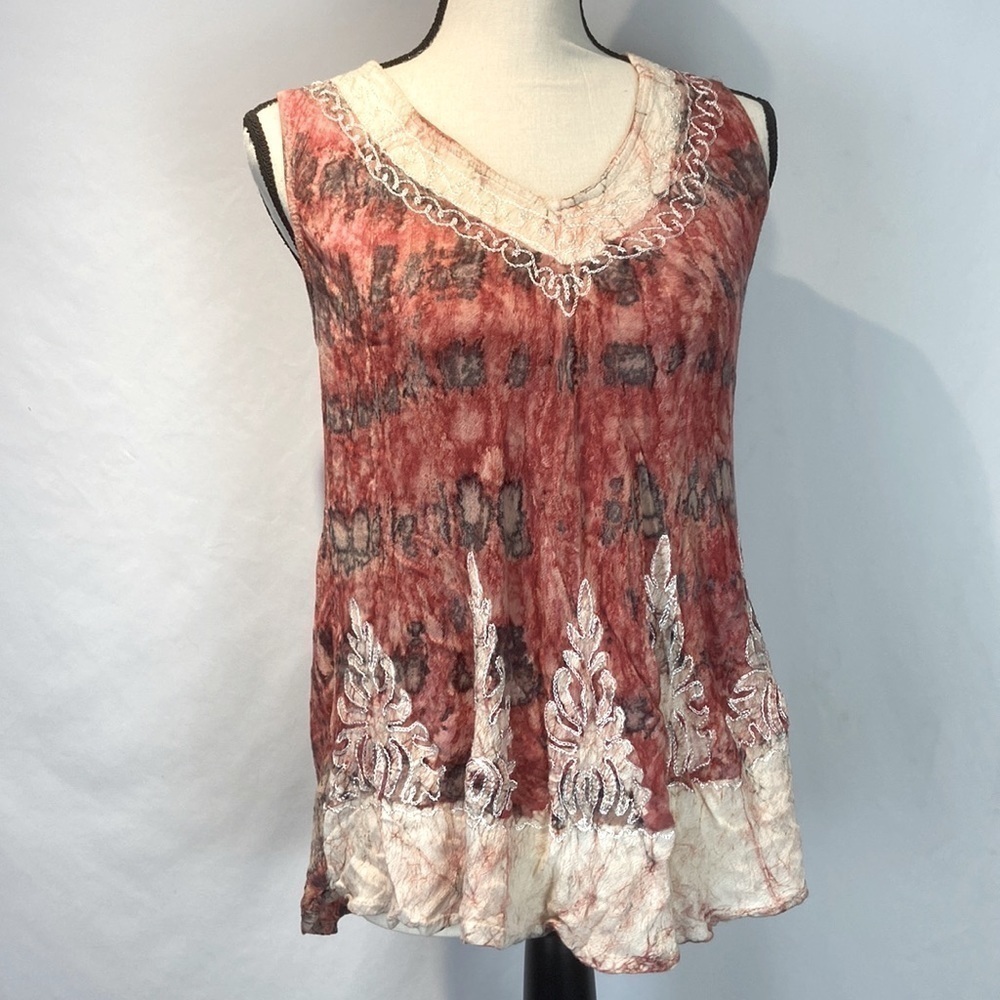 Colors of India salmon color bohemian hippie vibe sleeveless top free si…